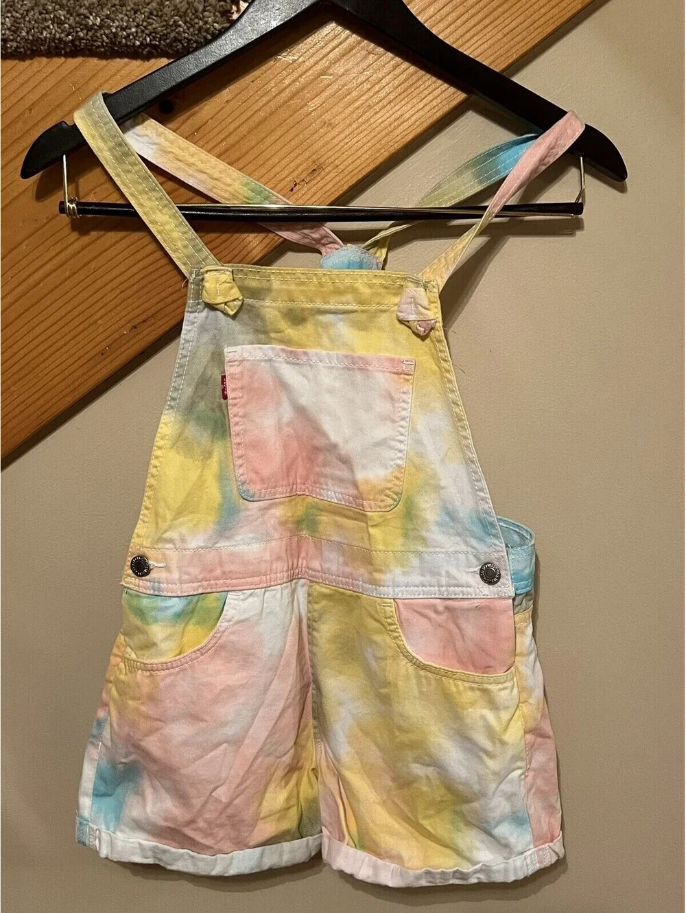 Levi's Girls' Jean Shortalls Demin Colorful Tie Dye Size 12